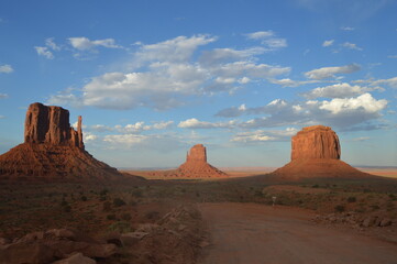 Orange rock formations in the summer at Monument Valley Navajo National Park, USA