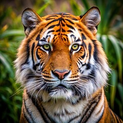 Fototapeta premium portrait of a tiger with a blurred forest background