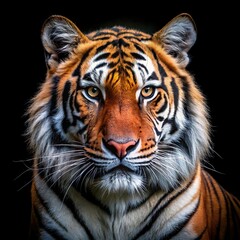 Fototapeta premium full body tiger portrait, isolated on black background