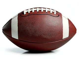 Fototapeta premium A classic American football, featuring its signature brown leather texture and white laces. Isolated on a white background, this image is perfect for sports-related articles, game day promotions, or i