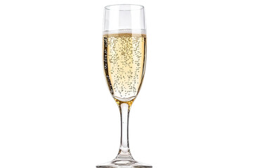 A sparkling champagne glass filled with bubbly drink, perfect for celebrations and festive occasions.