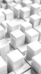 White background with 3D blocks arranged in an abstract pattern, perfect for adding depth and texture to design projects