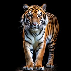 Fototapeta premium portrait of tiger full body, isolated on black background