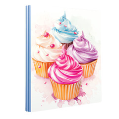Colorful cupcakes with various frosting colors on a white background, perfect for party and celebration themes.