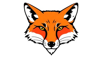 Obraz premium Fox face icon drawing isolated on a white background