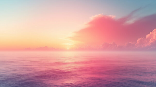 Serene ocean sunrise with pink and purple pastel sky