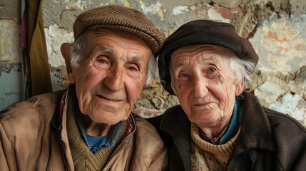 Obraz premium A portrait of an elderly couple.