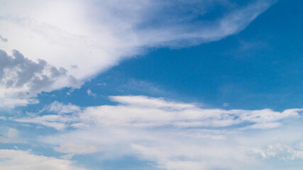 Blue sky and fluffy clouds after rain