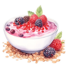 Healthy breakfast bowl with creamy yogurt, fresh berries, and granola. Perfect for a nutritious start to the day.