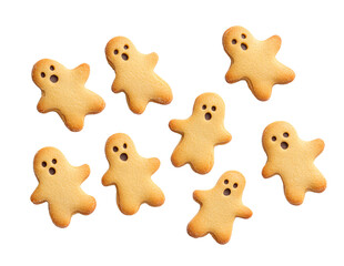Obraz premium Ghost-shaped cookies pattern, top view