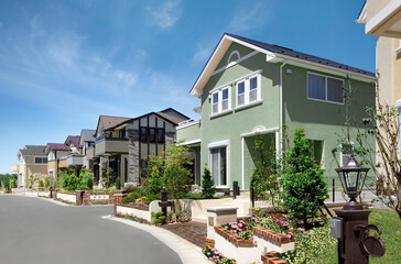 郊外の新築住宅家並