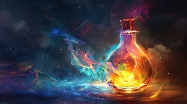 Mystical Potion in a Glass Bottle