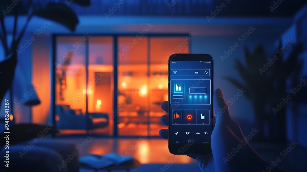 Poster iot powered smart home security system managed via mobile app intuitive digital control of sensors f