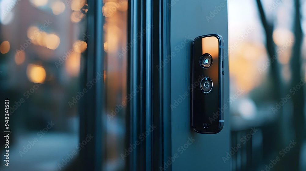 Poster advanced smart doorbell with iot showcasing real time video monitoring on a smartphone device for im