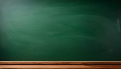 background of green chalkboard and wooden table with copy space