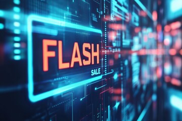 A computer screen with a blue background and red