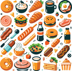 Food Pattern Vector Illustration World Food Day