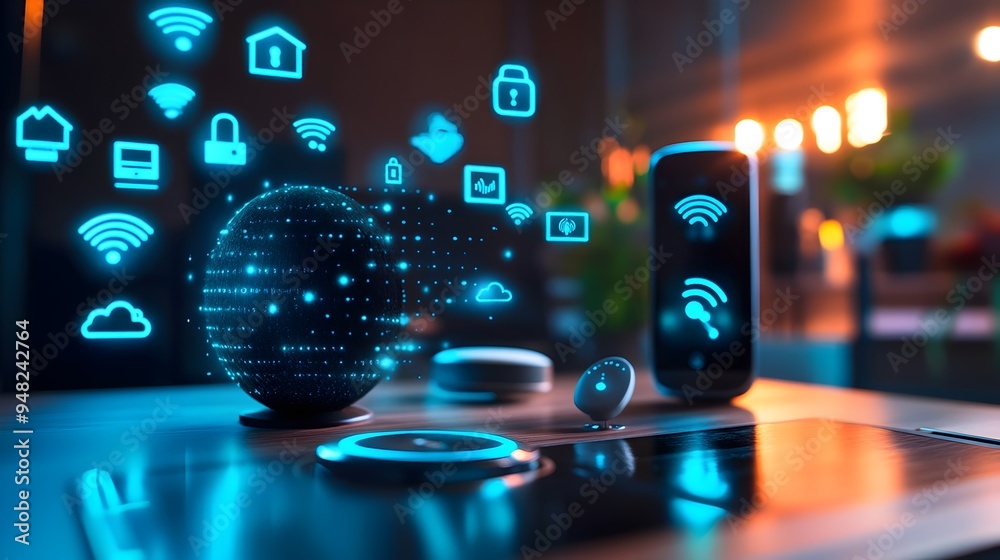 Poster a modern smart home assistant managing and commanding a variety of interconnected iot devices throug