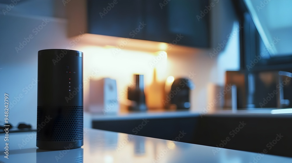 Poster smart home assistant controlling multiple iot devices through voice commands for convenient and effi
