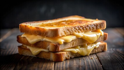 grilled toast with melt cheese close up with dark light