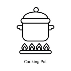 Cooking Pot Vector outline icon design illustration. food and drinks symbol on white background EPS 10 File 