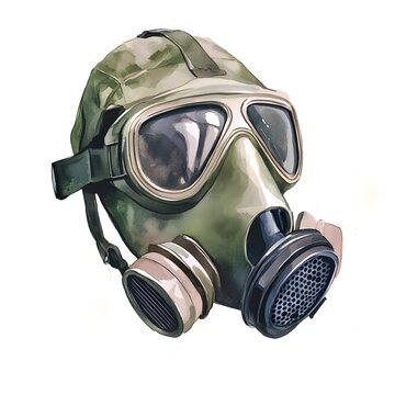 recommend clip art: Military Gas Mask Watercolor Illustration