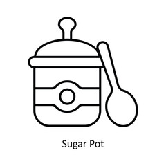 Sugar Pot Vector outline icon design illustration. food and drinks symbol on white background EPS 10 File 