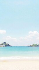 Fototapeta premium Tropical Island Paradise: An Enchanting Beach Scene with Turquoise Waters and Coconut Palms