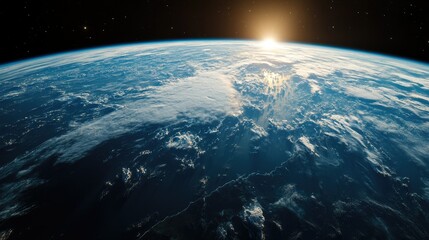 Obraz premium High-definition image of Earth from orbit, highlighting the planet's continents and weather patterns, set against the dark expanse of space.