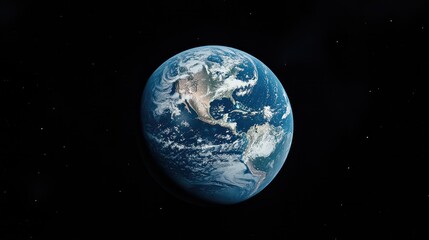 Obraz premium High-definition image of Earth from orbit, highlighting the planet's continents and weather patterns, set against the dark expanse of space.