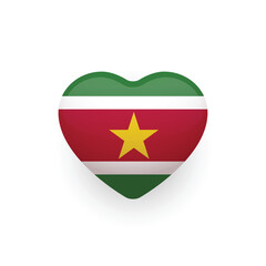 Fototapeta premium National flag of Suriname shaped as heart. Suriname flag. Vector illustration.