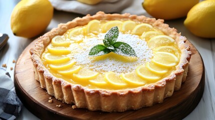 Delicious Lemon Tart with Powdered Sugar