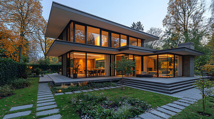 Fototapeta premium modern house in autumn