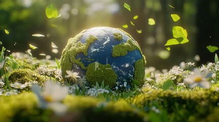 For Earth Day and campaigns promoting environmental awareness, this illustration depicts the importance of loving nature and promoting sustainable environmental practices.
