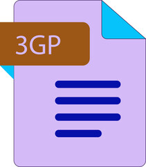 Obraz premium 3GP File icon with folded style document