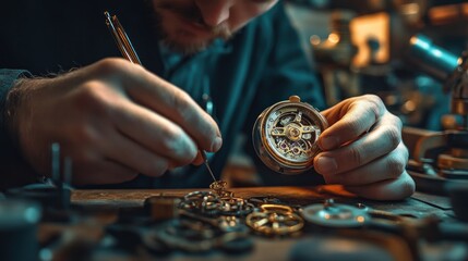 Watchmaker Repairing a Mechanical Watch