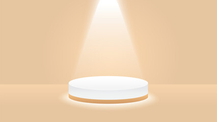 White podium to show product with natural light background. Beige minimal scene for product display presentation. Vector illustration