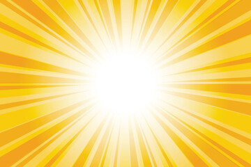 Abstract glowing yellow sunburst background. Maximum yellow glow effect sunburst background for presentation, banner, poster, flyer, sales. Modern pop art poster for summer and spring.