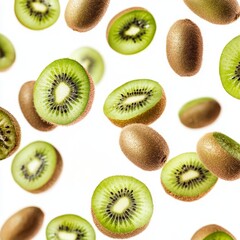 Fototapeta premium Falling kiwi fruit isolated on white background