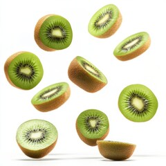 Fototapeta premium Falling kiwi fruit isolated on white background