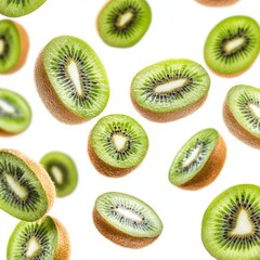 Fototapeta premium Falling kiwi fruit isolated on white background