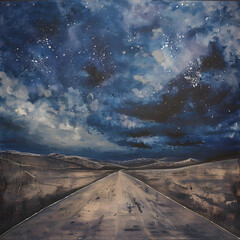 long way with blue sky