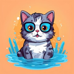 Obraz premium an AI Image Generator, vector cute cat cartoon vector