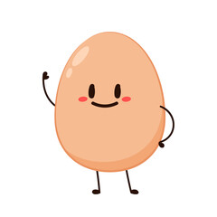 Happy chicken egg show muscle. Vector flat cartoon character illustration icon design. Isolated on white background. Chicken egg, Easter concept.