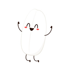 Rice character design. rice vector on white background. rice seed. Paddy mascot vector isolated.