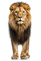 Fototapeta premium big lion, white background, king, leader, Leading personality, handy, mobile phone, theme, 2:3