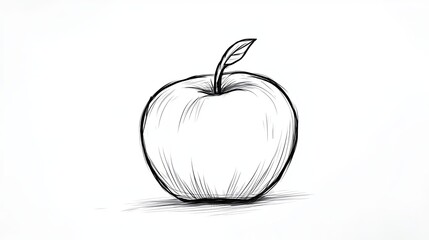 A simple line drawing of an apple on a white background.