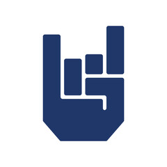 Rock sign gesture  logo, simple modern logo hand sign rock