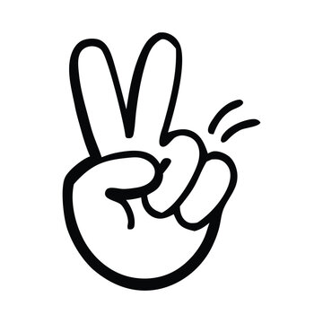Peace hand sign doodle vector icon