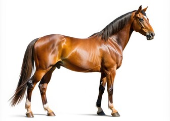 Obraz premium Magnificent brown horse collection featuring portrait and standing poses, isolated on a pure white background, presented as a transparent PNG file.